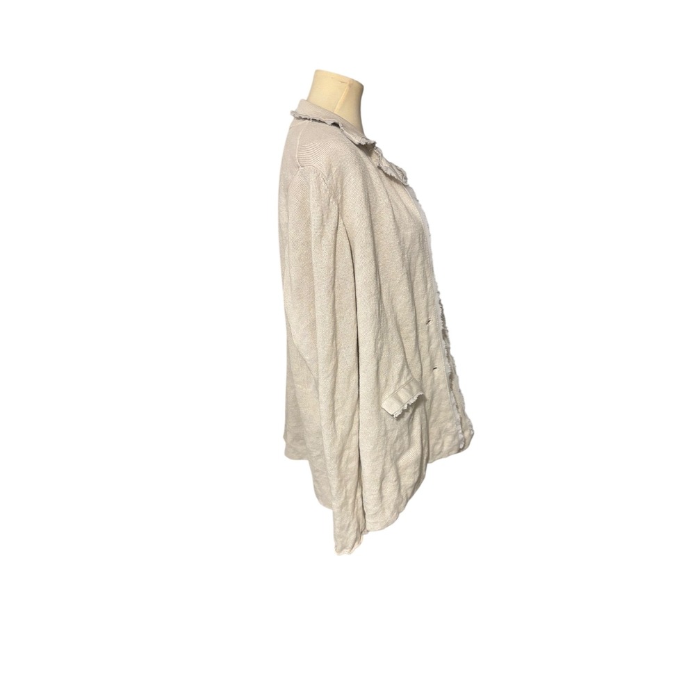 Eileen Fisher Tan Cotton‎ Linen Buttoned Cardigan. SZ 1X. Pockets. Old Money. - Picture 2 of 10